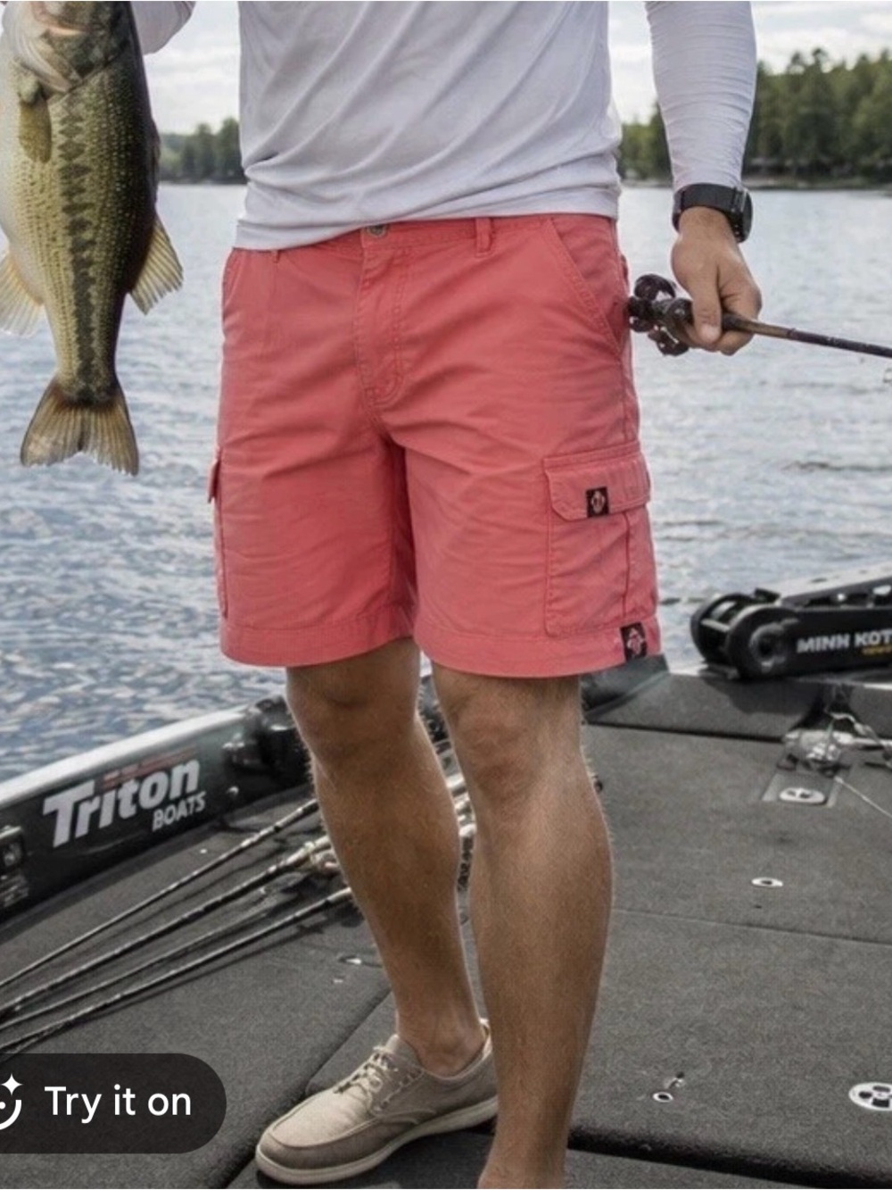 Hook & Tackle Men's Technical Fishing Gear coral Pink Cargo Shorts Size 36